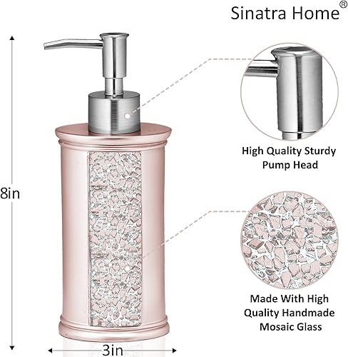 Miniatura 9 de Zahari Home Sinatra Dispensador de jabón  bomba de loción de diseño único de mosaico de vidrio brillante, color negro