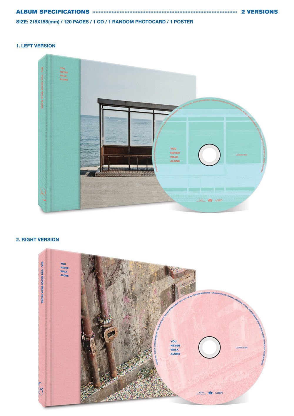 bts you naver walk alone フォトブック BTS - You Never Walk Alone [RIGHT ver.] CD+Photobook+Photocard+