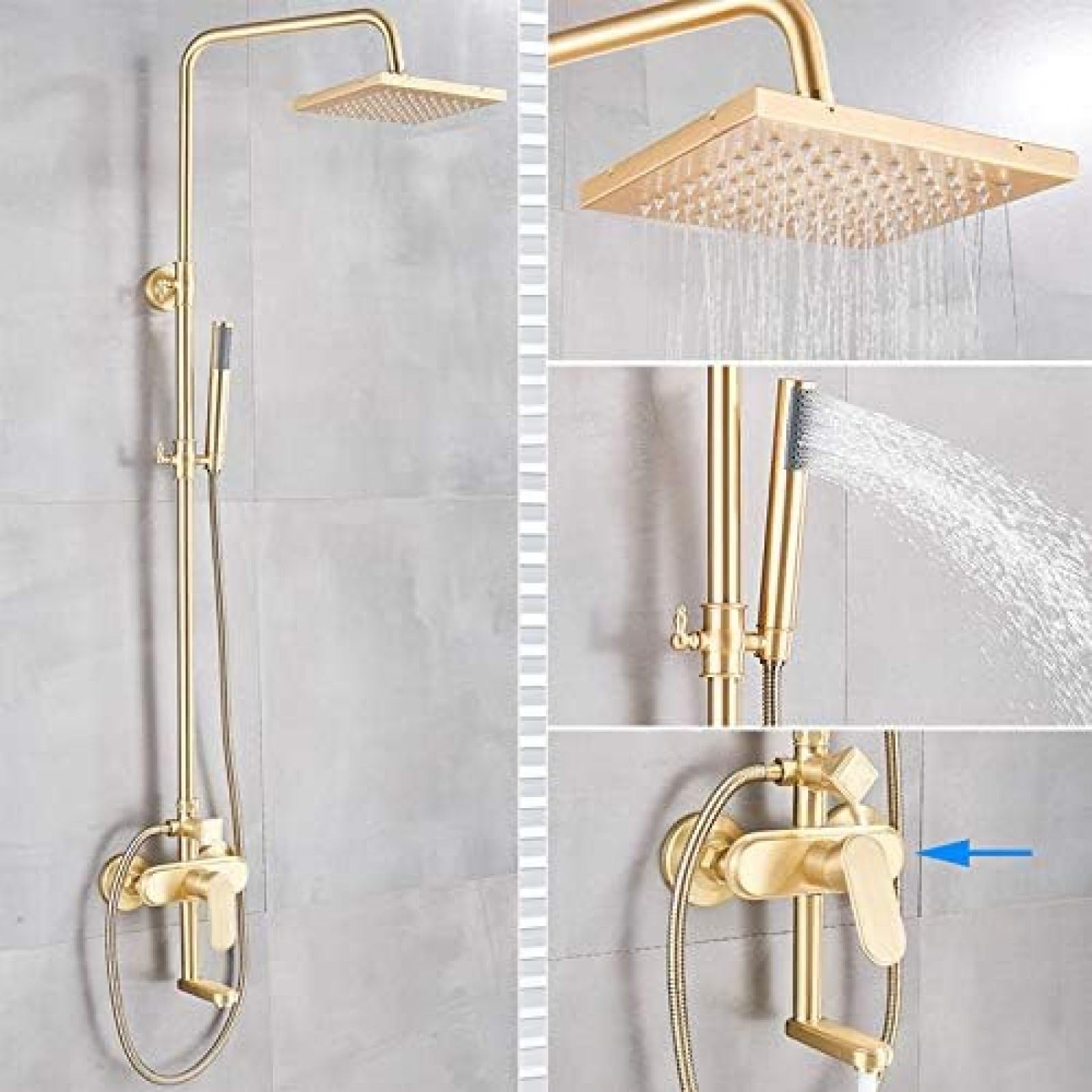OZBMA Shower Faucet kit, Brushed Gold Bathtub Mixer Tap with Hand Bath Water Sets-Brushed