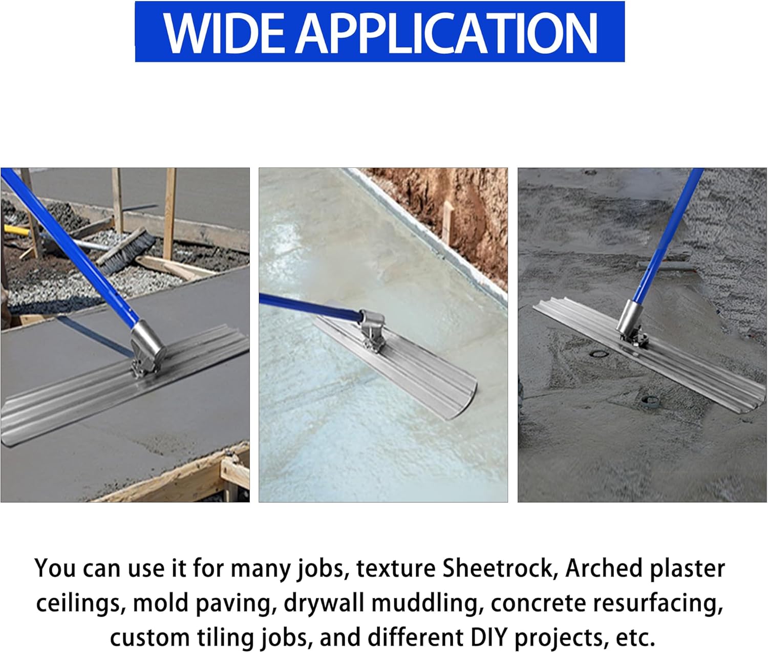 Bull Float Aluminum Magnesium Alloy Concrete Float 48"x8" Round End Board Kit trowel Tool Cement Tools Float Bracket Concrete Tools Finishing With 48" Handle x4 VOYAR