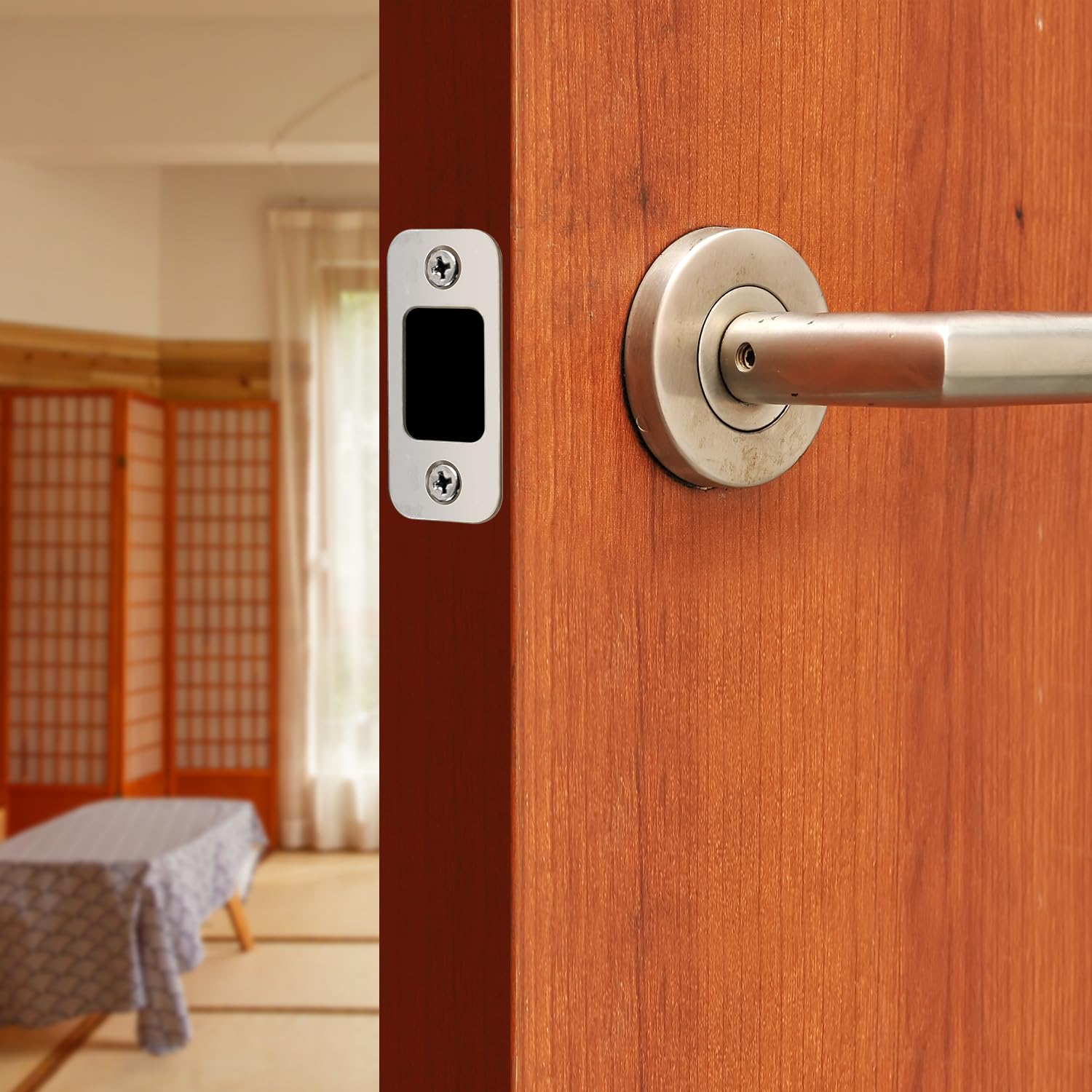 Bronze Deadbolt Oil Rubbed Strike Plate - 1 1/8 X 2 3/4 Inch Round Corner Backplate Vintage Bronze Strike - View #6