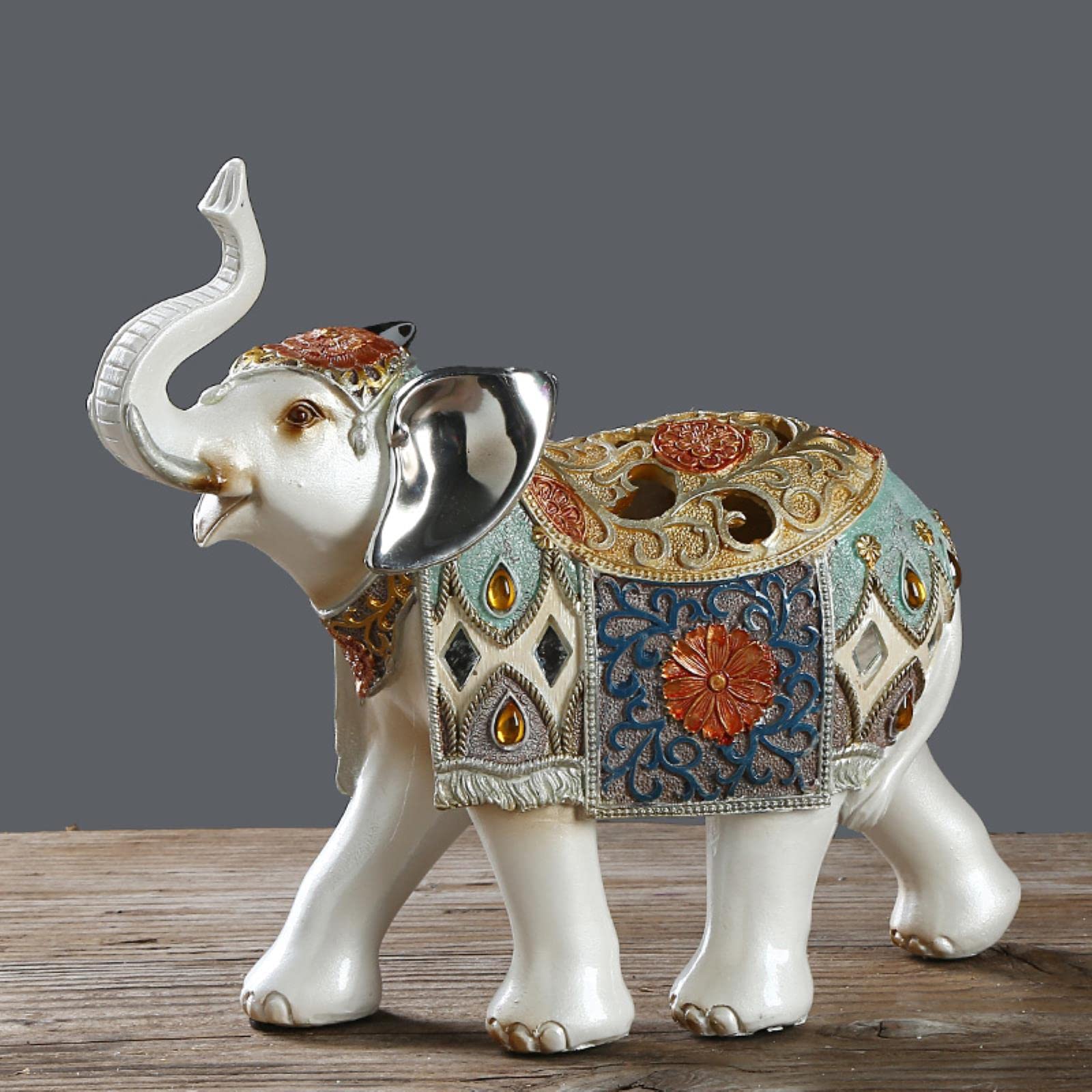SARGE Estatua del Elefante de la Suerte Figura de Elefante en Miniatura en Resina Adorno de Elefante Feng Shui Dorado Decoración del hogar