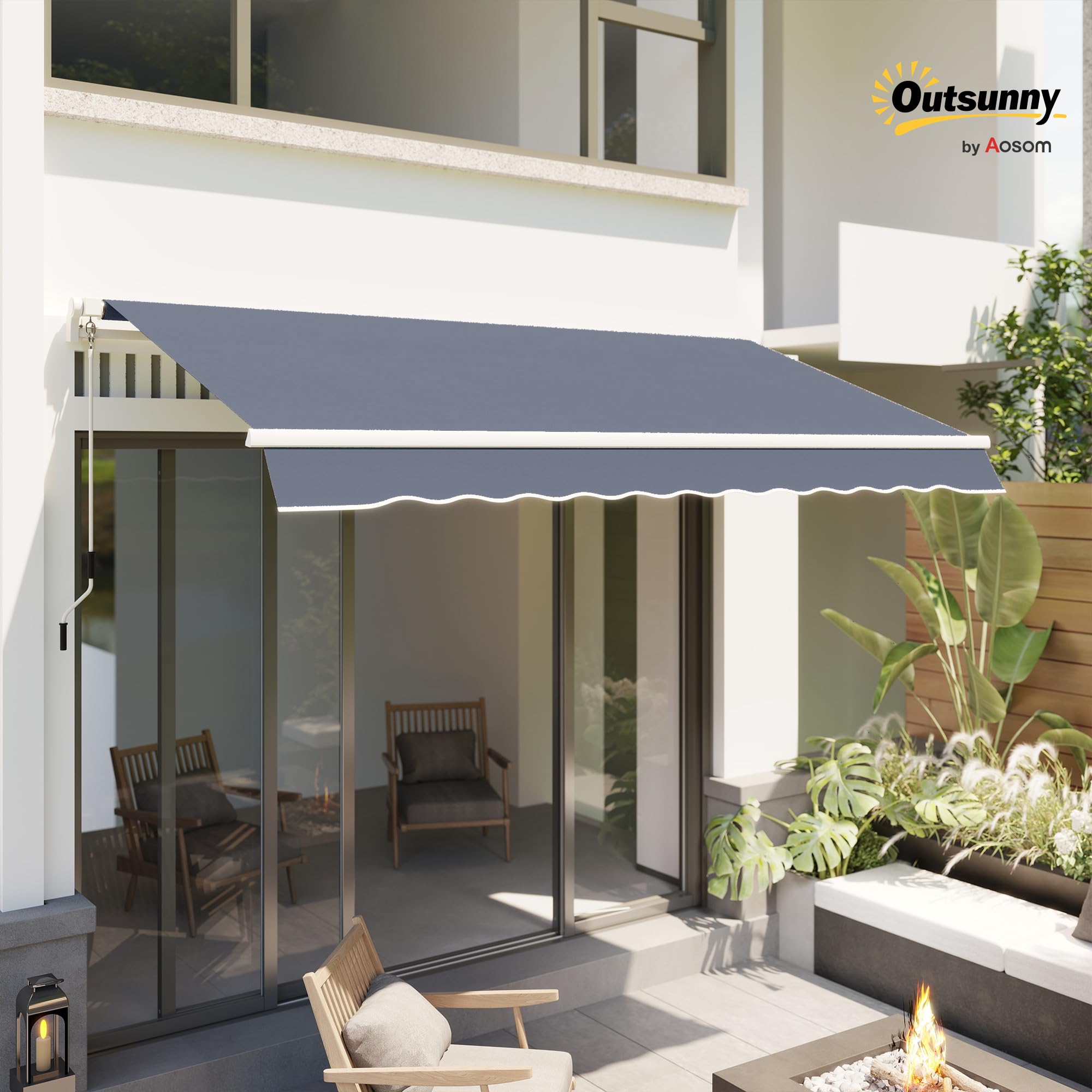 Outsunny Tenda da Sole 3.6x2.5 m con Braccio Avvolgibile Grigio Scuro