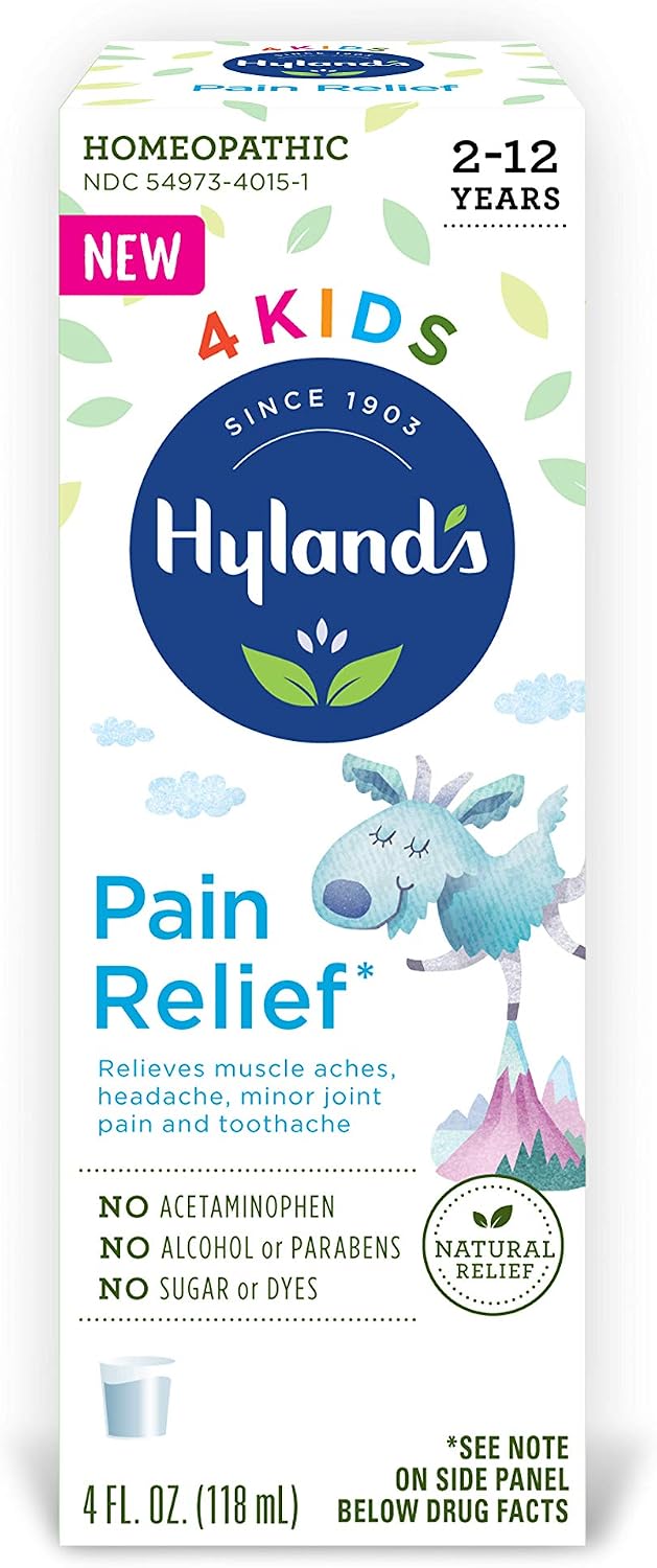 Hyland’s Kids Natural Pain Relief Relieves Muscle Aches Headache Minor Joint Pain and Toothache, 4 Fl Oz
