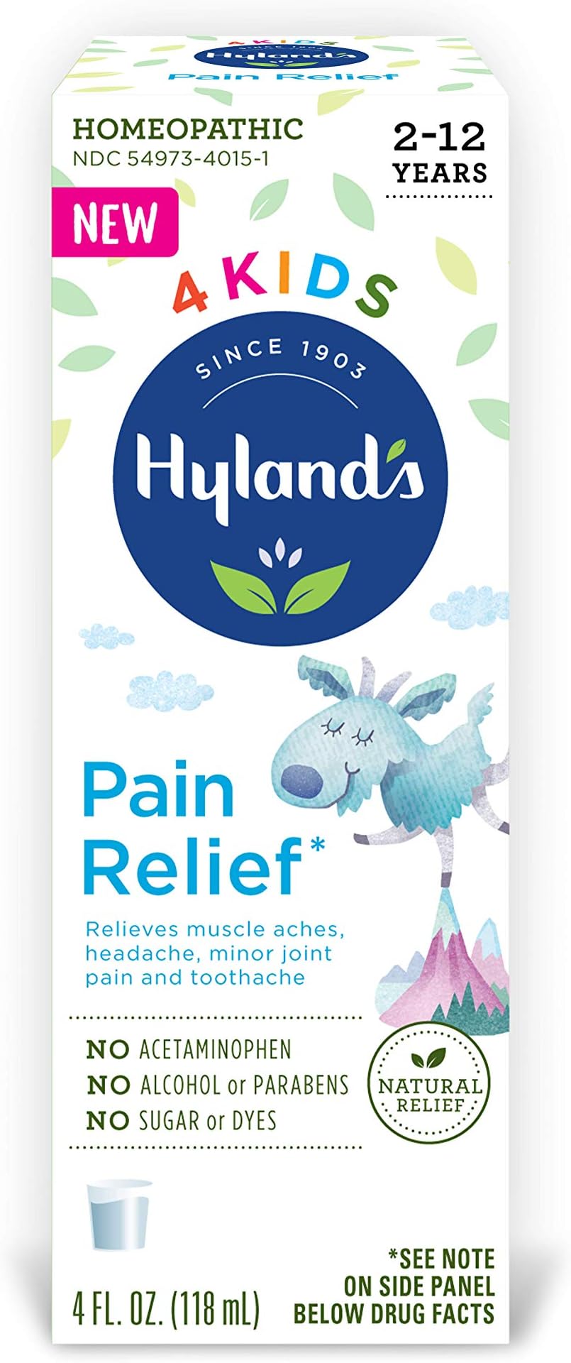 Hyland'sKids Natural Pain Relief Relieves Muscle Aches Headache Minor Joint Pain and Toothache, 4 Fl Oz