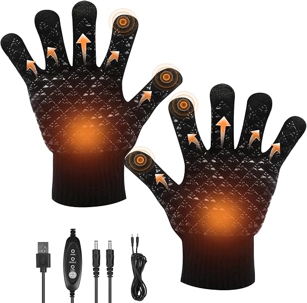 Gants Chauffants USB Unisexes, 3 Niveaux de Température Réglables, Chauffage Double Face Rapide, Écran Tactile, Antidérapants, Gants Hiver pour Ski, Cyclisme, Moto, Travail Extérieur - 1
