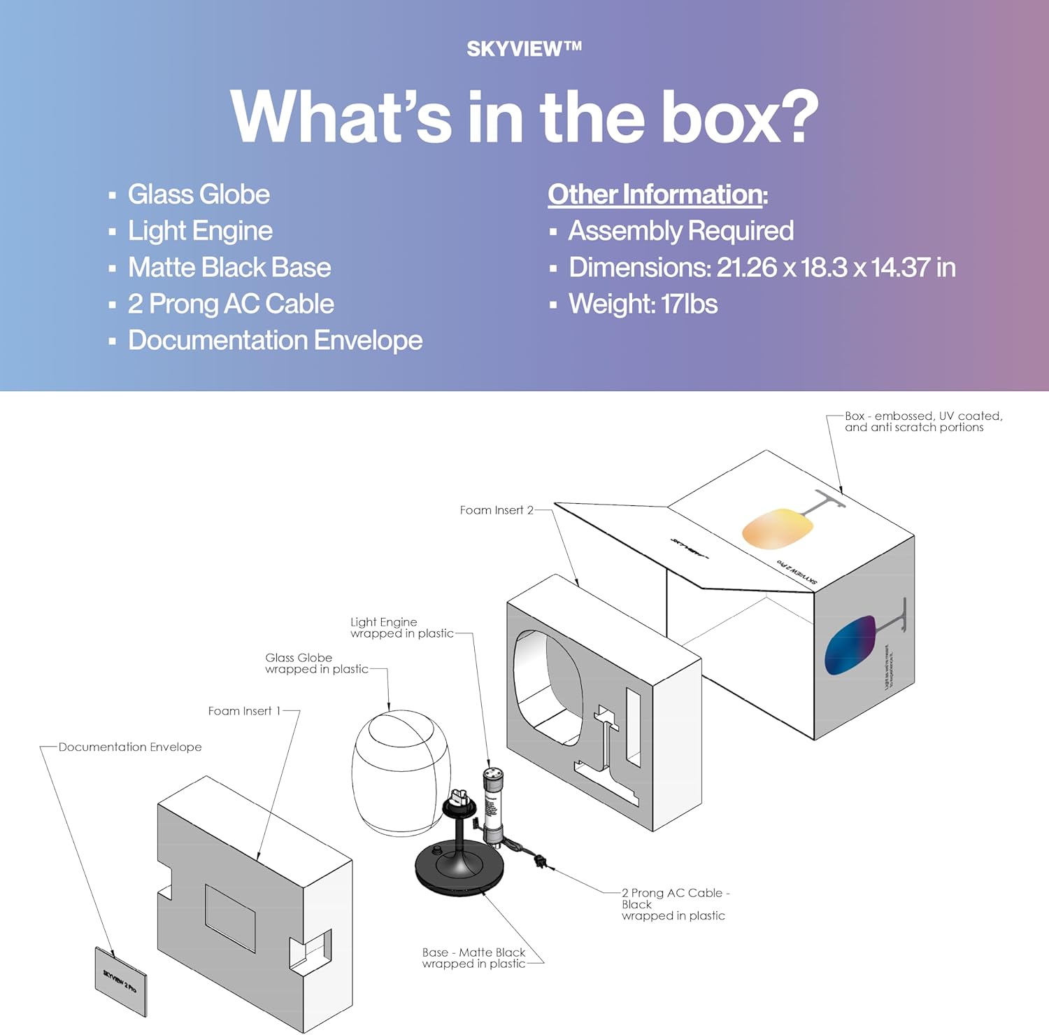 SKYVIEW Wellness Table Lamp Sky-View 2 Pro, Designed by NASA Engineers with Patented Technology – Improves Focus, Boosts Mood, and Helps You Sleep Better