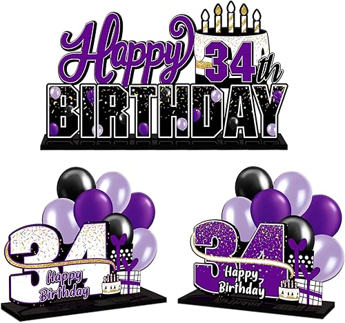 Miniatura 148 de LINGTEER Juego de centros de mesa de acrílico azul con texto en inglés «Happy 100th Birthday» – Decoración de regalo de fiesta de cumpleaños número