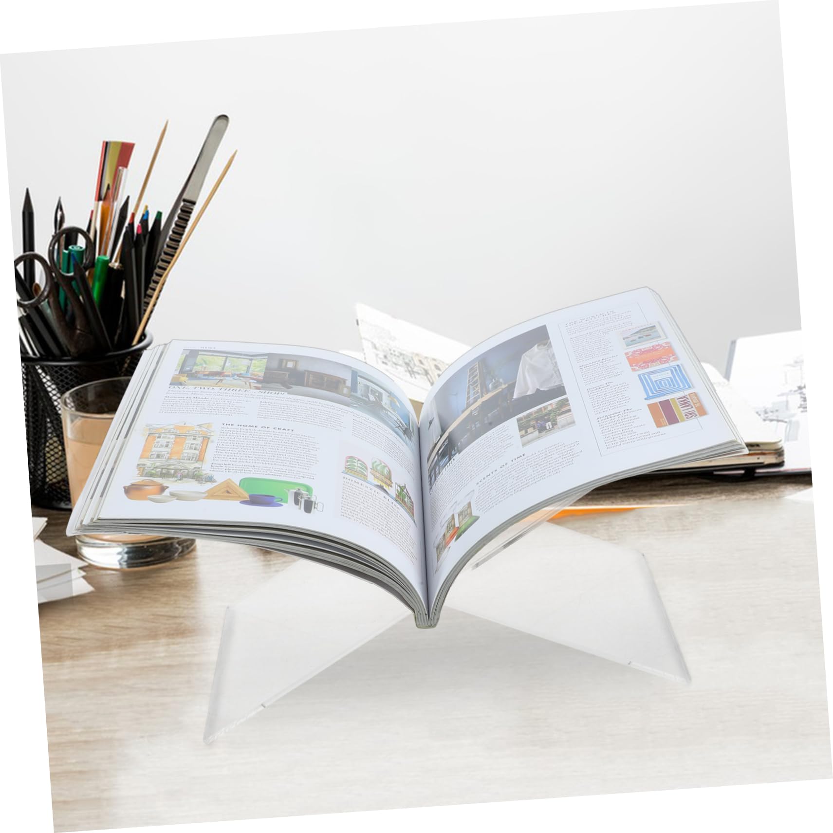 Angoily Easy-use Acrylic Book Holder for Newspapers Magazines Cookbooks for Kitchen Home