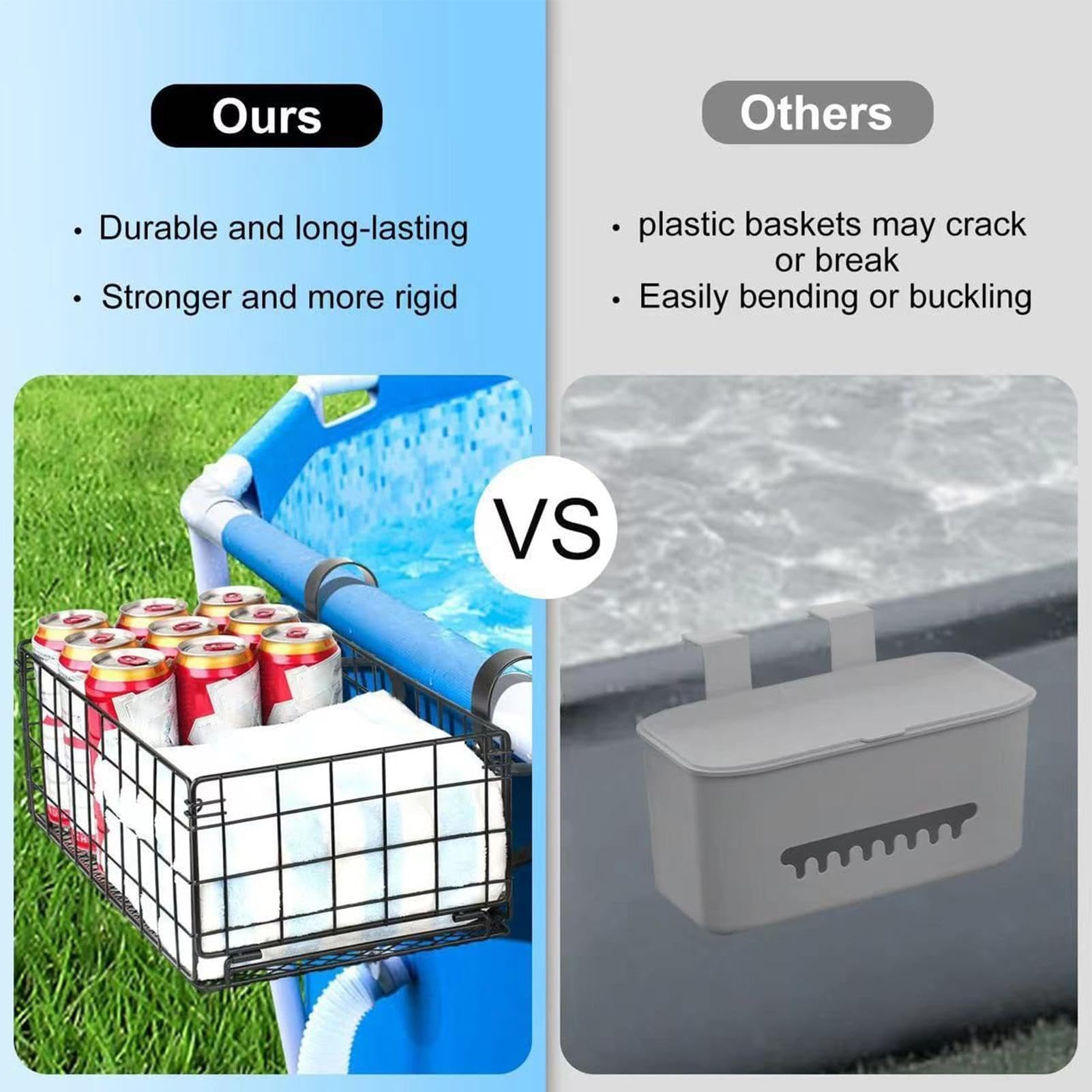 Cesto portaoggetti per piscina, organizer per asciugamani, bevande, giocattoli, perfetto per cortile, patio, spiaggia e uso esterno, mantiene la tua piscina ordinata ed efficiente
