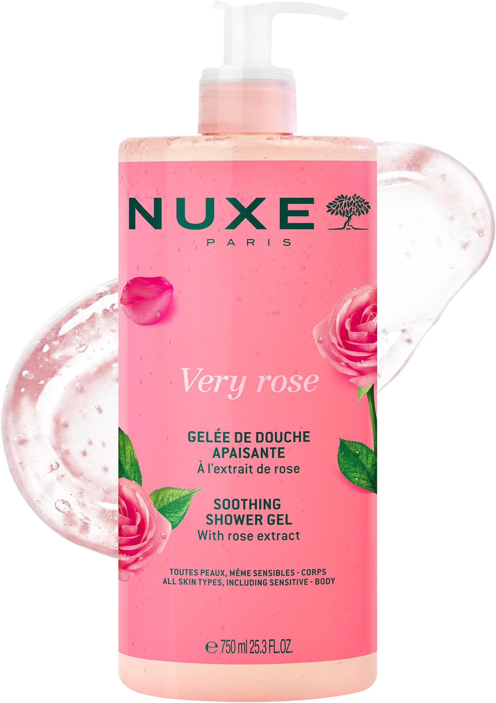 Very Rose Soothing Shower Gel, Gentle Body Wash for All Skin Types, Delicately Scented with Rose Floral Water