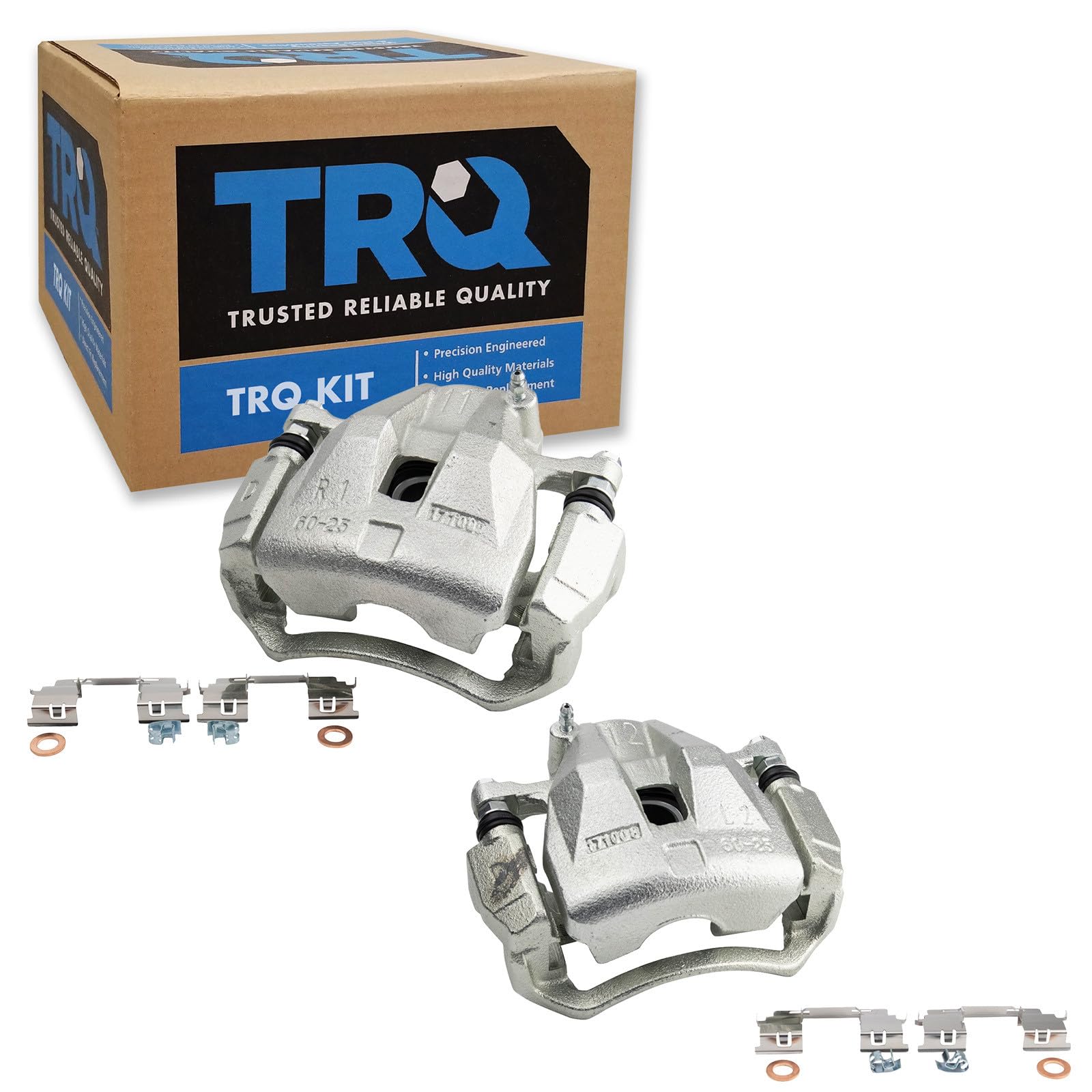 TRQ Front Driver and Passenger Side Brake Caliper Set Caliper Brackets Hardware Compatible with 2005-2015 Toyota Tacoma 5 Lug Wheels