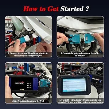 Motorcycle Scanner with Oscilloscope, Professional Motorcycle OBD2 Diagnostic Scan Tool for Harley BMW Ducati KTM Honda Yamaha Kawasaki Suzuki etc. Ignition Coil Waveform Test, 7'' Tablet, Full System