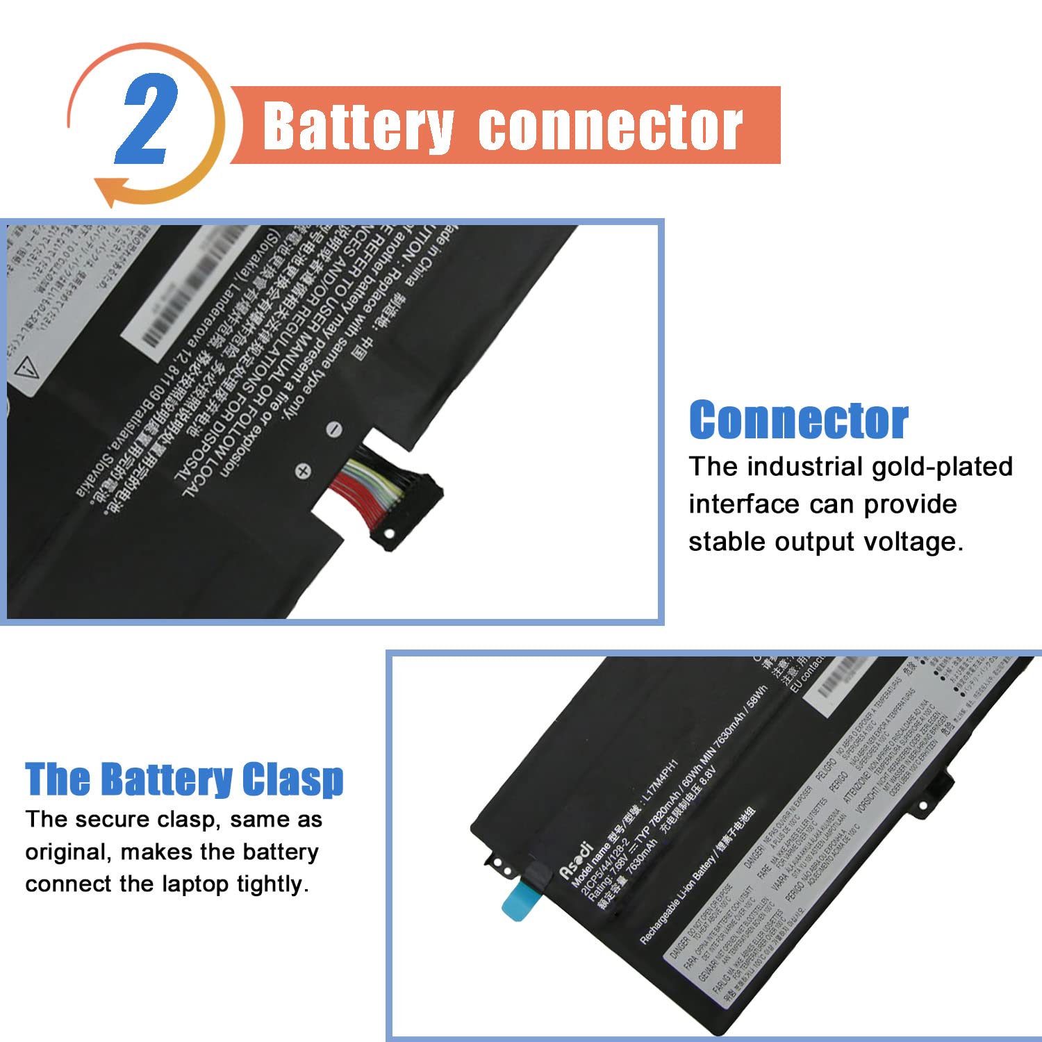 ASODI L17M4PH1 L17C4PH1 Laptop Battery Compatible with Lenovo Yoga 7 Pro Pro-13IKB 930 C930-13IKB C930-13IKB 81C4 Series 5B10Q82426 5B10Q82425 7.68V 60Wh/7820mAh