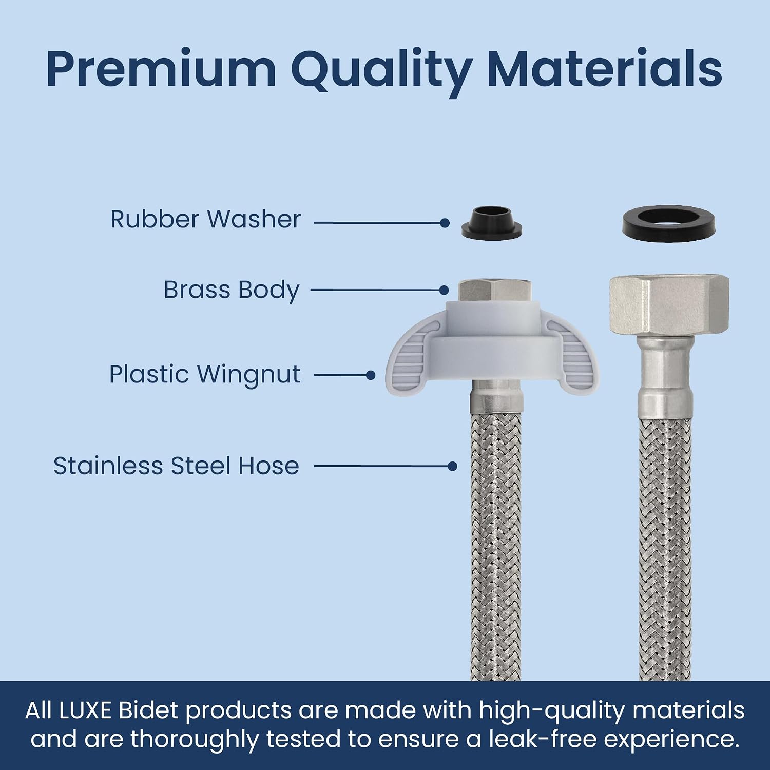 LUXE Bidet 1/2" x 1/4" x 15" Cold Water Hose for Bidets, Braided Metal, Only Compatible with NEO Series Bidet Attachments