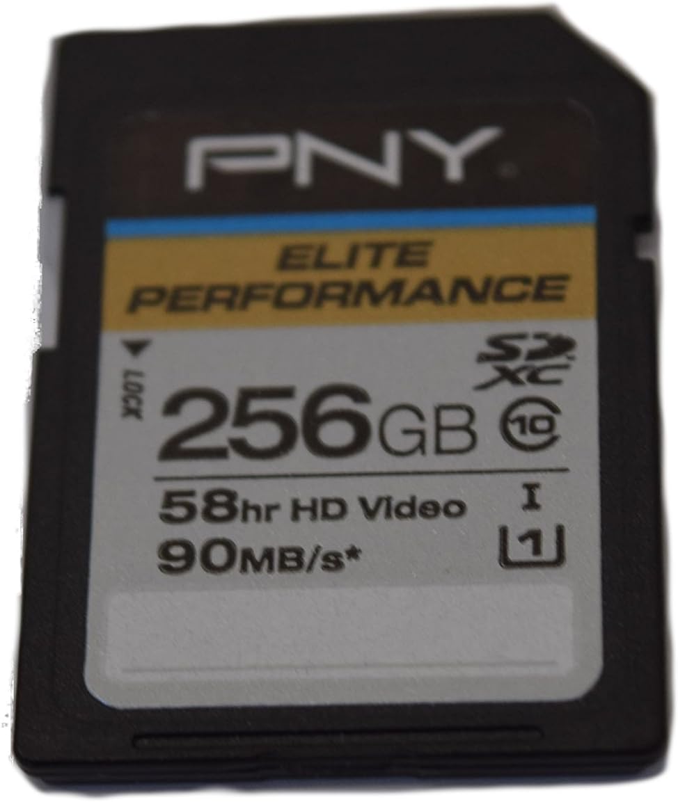 PNY Elite Performance 256GB High Speed SDXC Class 10 UHS-I, U1 Up to 90MB/sec Flash Card - P-SDX256U1H-GE