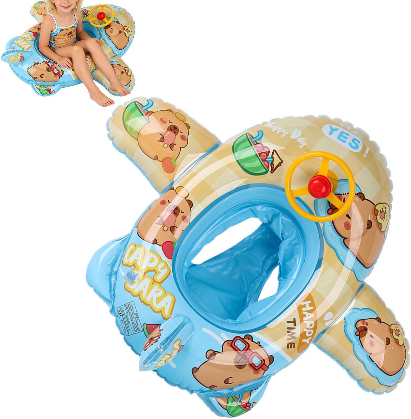 Inflatable Capybara Pool Float, Cartoon Capybara Float, Inflatable Kids Swimming Ring, Animal Floating Raft for Summer Parties, Pool Toy for Children Travel, Beach Lake Garden Backyard Outdoor Fun