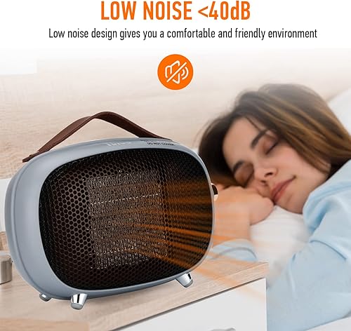 Miniatura 6 de Calentador de Espacio, Mini Calentador de Espacio Eléctrico Teioe 800W400W, Pequeño Calentador de Cerámica PTC con Protección contra Vuelco y