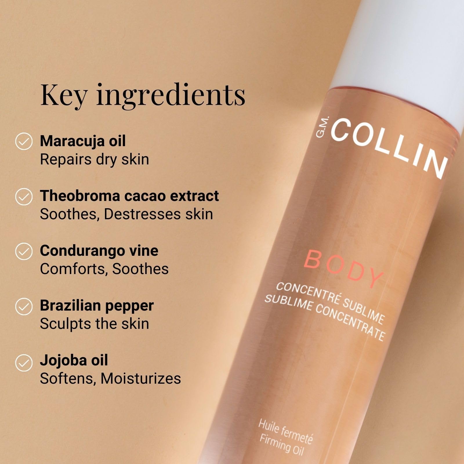 G.M. COLLIN Sublime Concentrate | Moisturizing Body Oil with Cocoa, Jojoba, and Vitamin E for Dry Skin