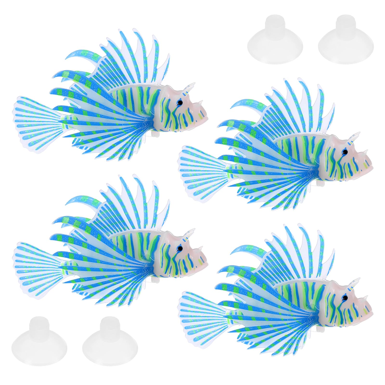 M METERXITY 4-Pack Artificial Glowing Lion Fish 4.53"x2.95", Blue