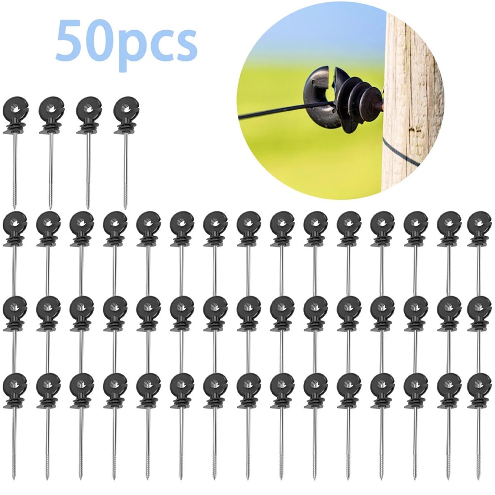 Anillo Aislador Aisladores Aisladores de poste madera autorroscantes, cerca eléctrica, aislante resistente y versátil for granja, 50 Uds
