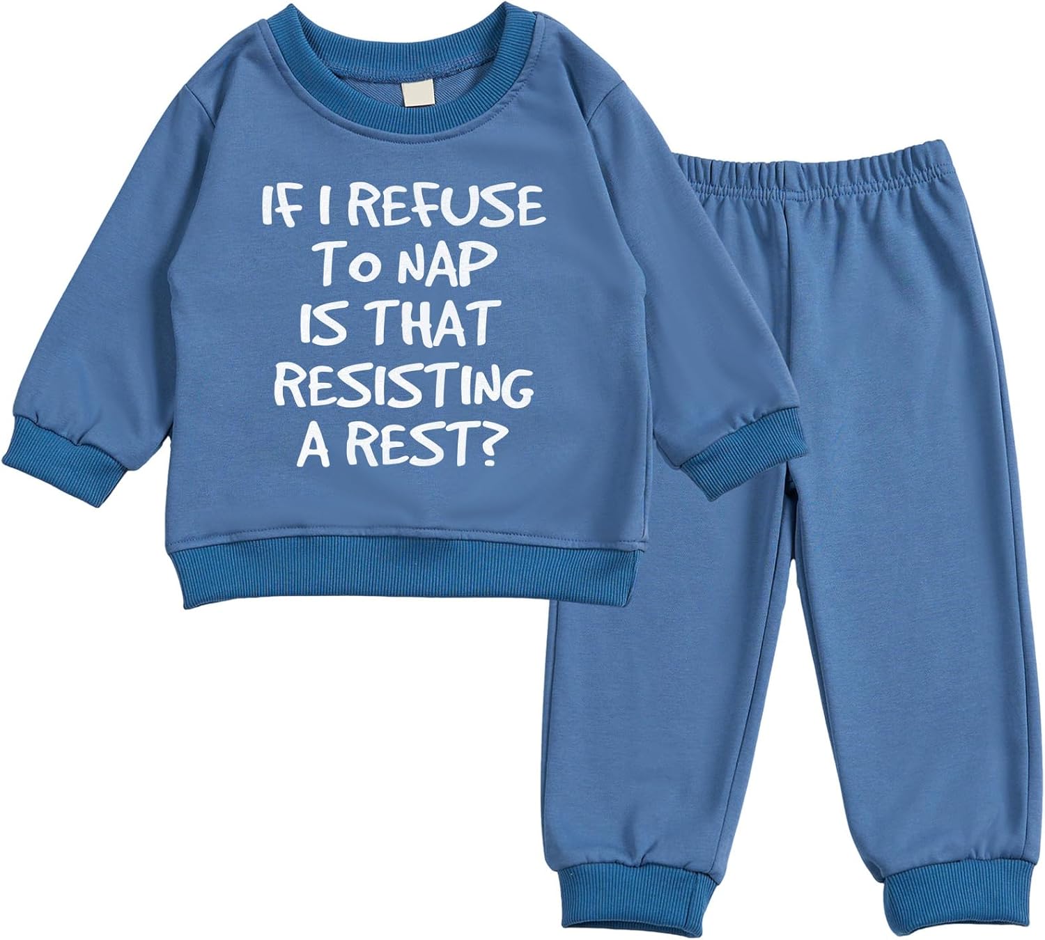 Toddler Baby Letter REFUSE To NAP Long Sleeve Sweatshirt Top Jogger Pants Set Cute Fall Winter Clothes Set