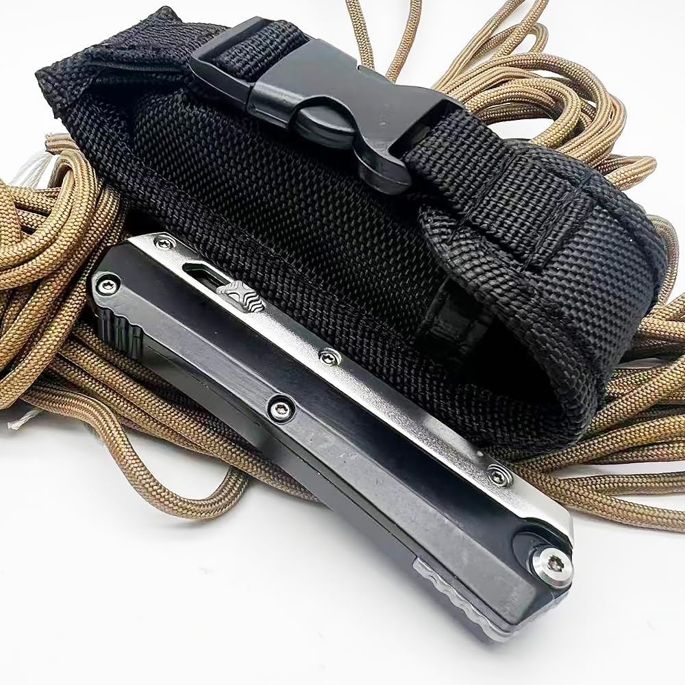 M390 Steel Folding Knife with Serrated Blade, Aluminum Alloy Handle, EDC Survival Knife​，Glykon Black & Silver Glykon B