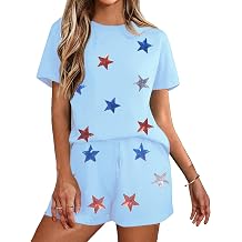 VILOVE 4th of July 2 Piece Sequin Outfits Women 250 Anniversary Usa Shirts and Short Sets Casual Patriotic Shirt Summer Set
