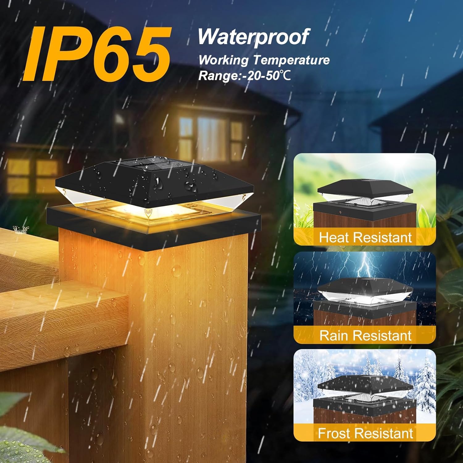 T-SUNUS Pfostenleuchte Solar, Pfostenkappen Solar 9x9 10x10, IP65 Wasserdicht Pfostenlampen Pfostenlichter für Zaunpfosten Hölzerne Pfosten Plattform 4 Stück Warmweiß + Kaltweiß