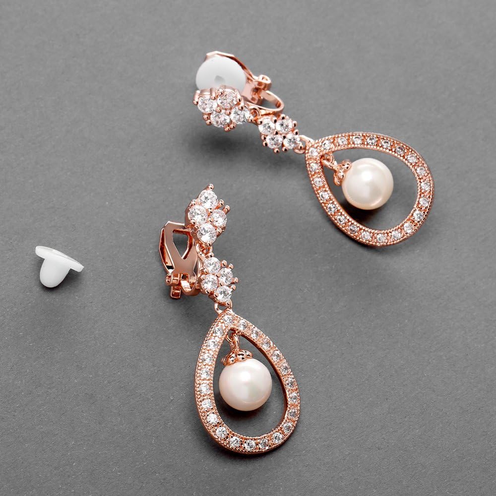 Mariell Pearl Bridal Wedding Earrings for Bride, Pearl Jewelry for Bridesmaid, Prom, Mother of the Bride