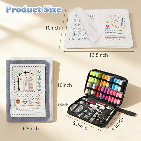 2026 New DIY Embroidery Stitch Collection, Includes Illustrated Guide to 106 Universal Embroidery Stitches with Free Tutorials and 86-Piece Sewing Tool Kit (1 Set)