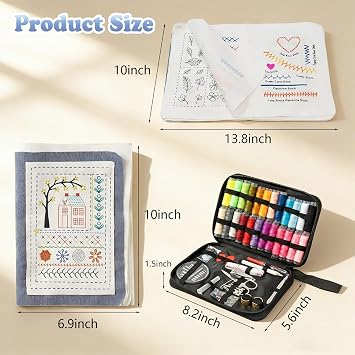 2026 New DIY Embroidery Stitch Collection, Includes Illustrated Guide to 106 Universal Embroidery Stitches with Free Tutorials and 86-Piece Sewing Tool Kit (1 Set)