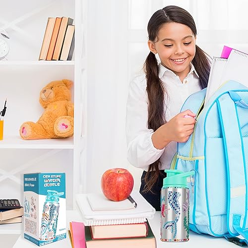 Miniatura 5 de Regalo para niños, decora tus propios kits de botellas de agua para niñas de 4-6-8-10-12, calcomanías de gemas de sirena, manualidades, divertidos