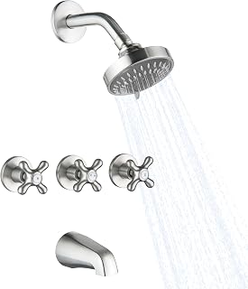 BEIYI brushed nickel three-handle tub and shower set