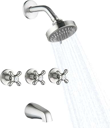 Amazon.com: Central Brass 0968-Z Three Handle Tub & Shower Set in