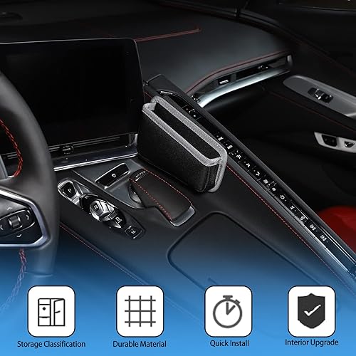 Miniatura 4 de Bolsa de almacenamiento para palanca de cambios compatible con Chevrolet Corvette C8 2020-2025, bolsa organizadora de almacenamiento lateral de
