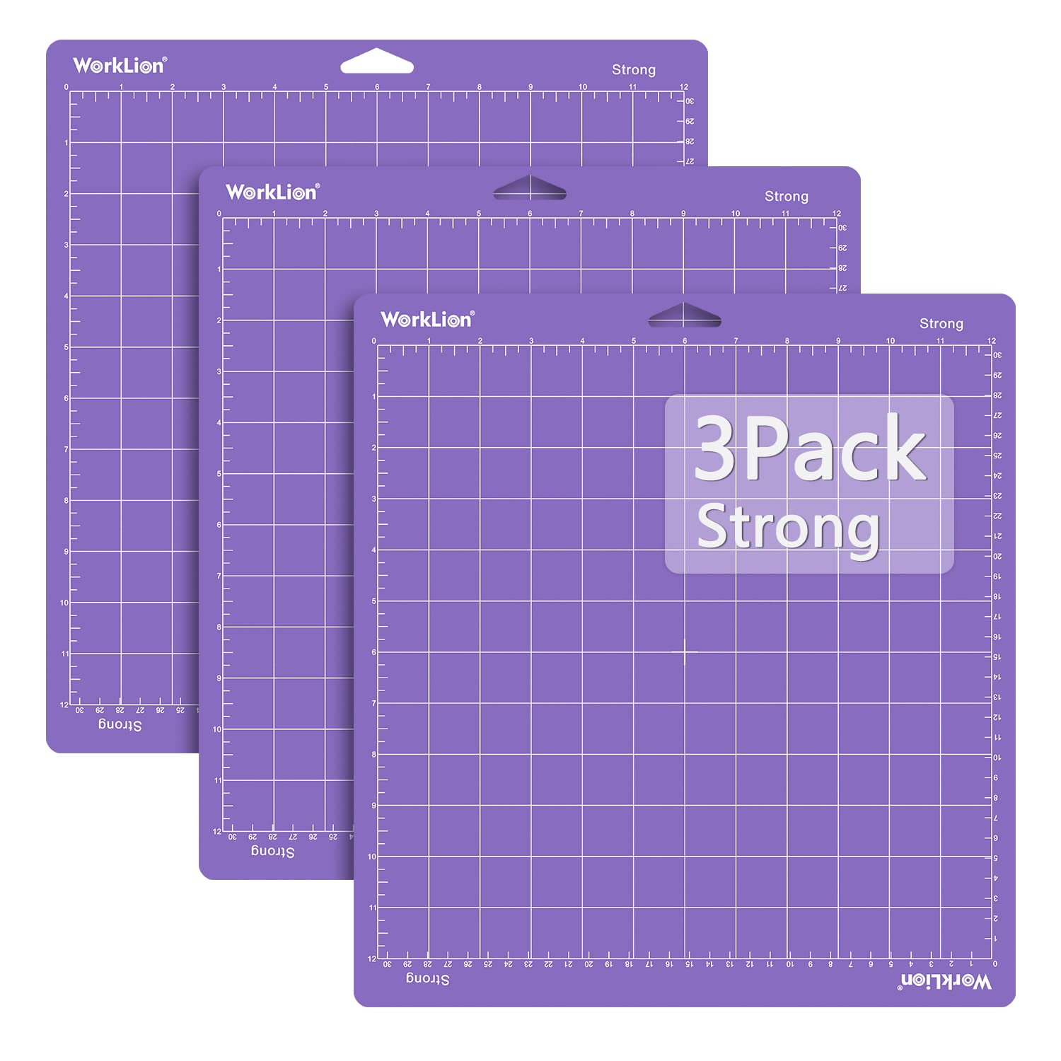 WORKLION Purple 12x12 StrongGrip Non-Slip PVC Cutting Mat (3 Pack) Compatible with Cricut Explore One/Air/Air 2/Maker