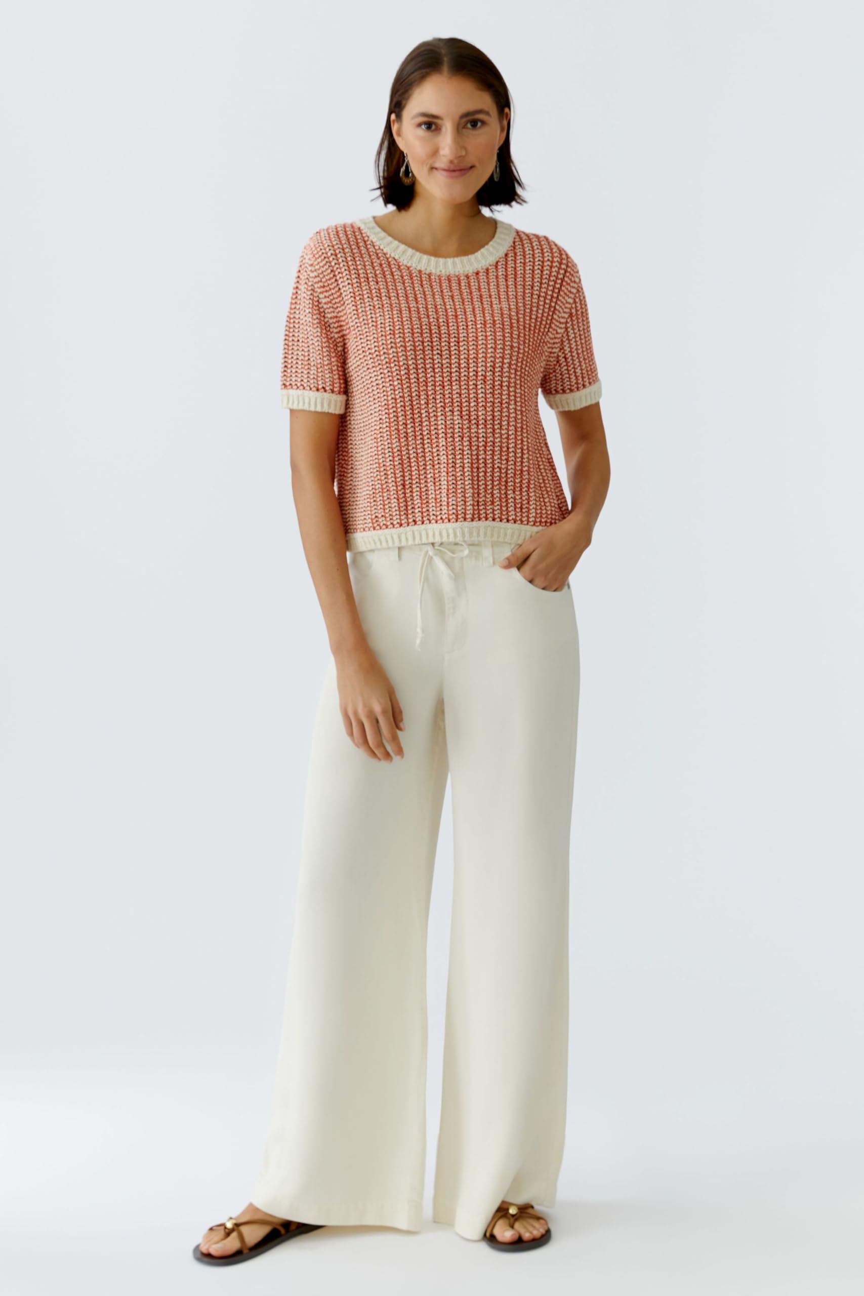 Oui Damen Pullover lässig geschnitten Bi Color