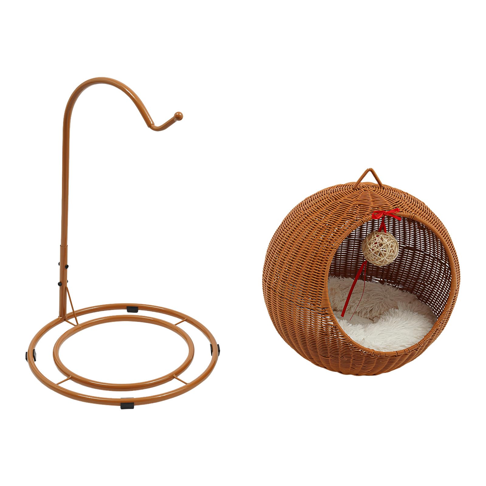 Handgewebte Katzen Hängematte, Schaukel Katzenkorb mit Kühlmatte, Robustes Katzenbett für Drinnen und Draußen, Für Katzen und Kleine Hunde bis 7.5kg