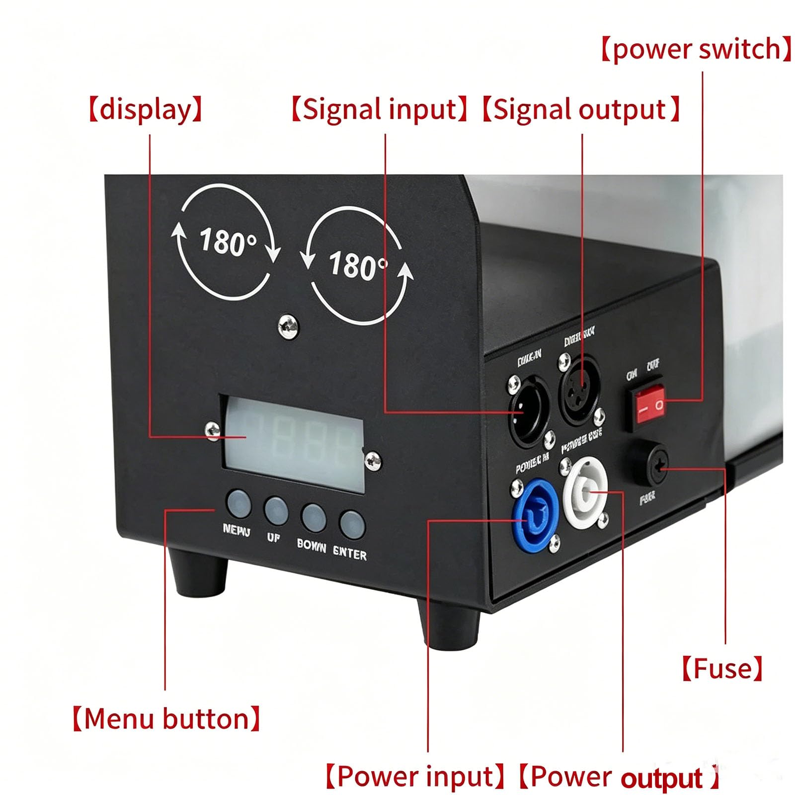 Seifenblasenmaschine 90 W tragbar mit LED-Licht und Fernbedienung, 1,5 l Kapazität, einstellbarer 180°-Winkel, produziert Blasen bis zu 11 Meter, perfekt für Partys und Veranstaltungen