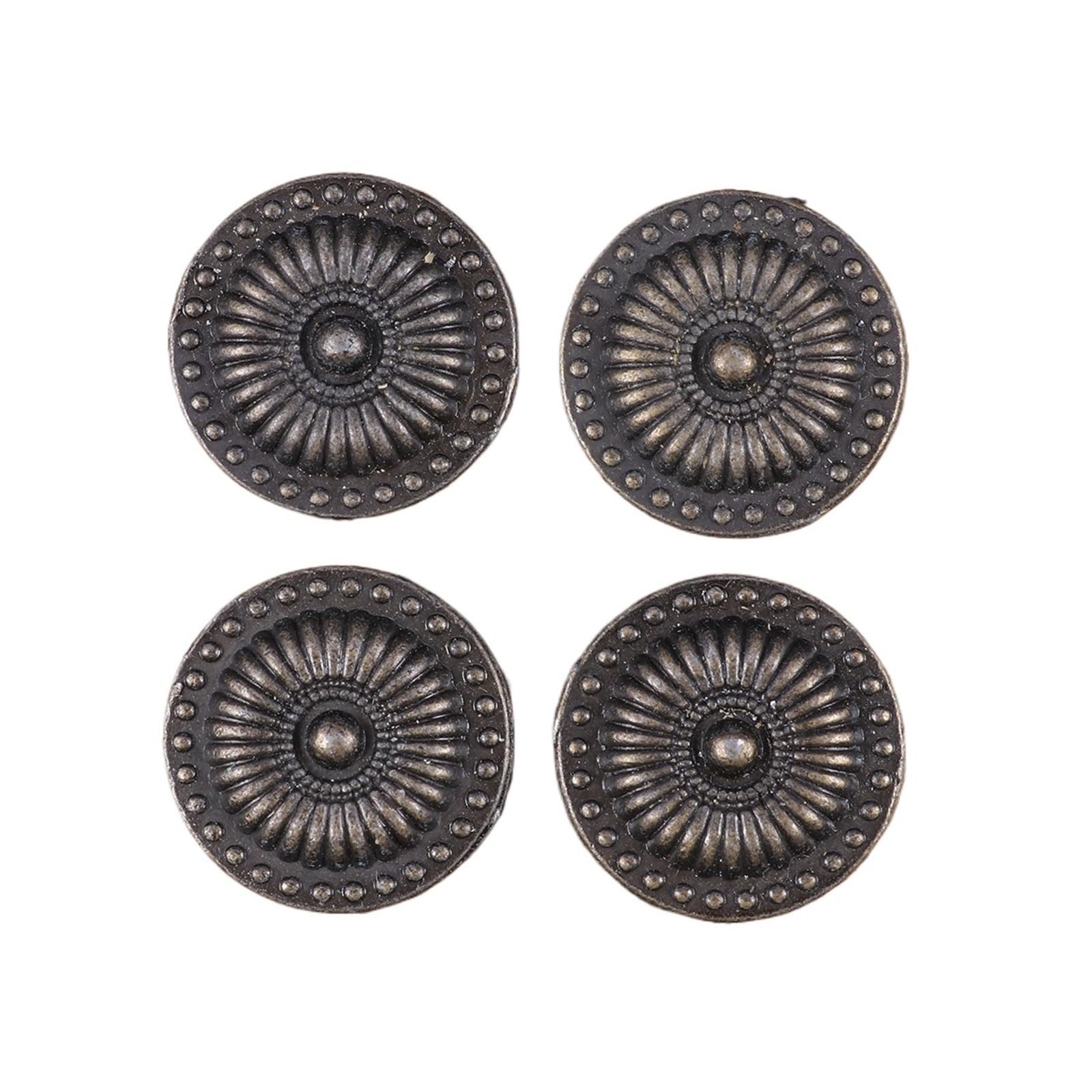 LSNNMU 4pcs Bronze Cabinet Knob Drawer Pull Handle for Cupboard Chest Furniture Door Retro Floral Hardware Replacement for Cupboard