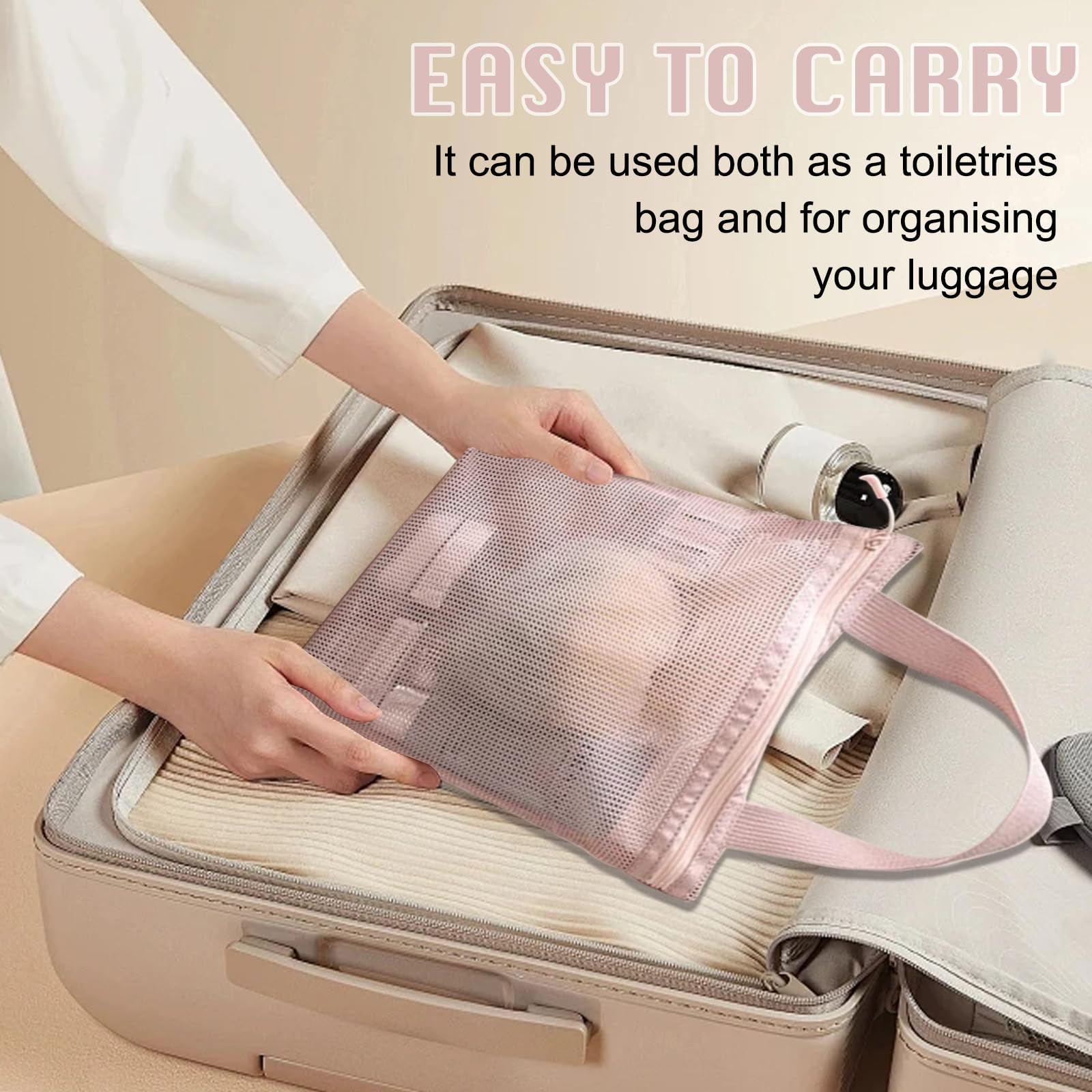 Wash Bag in Rete, Borsa da Doccia in Rete, Portatile Organizer in Retes, Asciugatura Rapida Borsas da Trasporto per Articoli da Toilette con Tre Scomparti per Palestra Viaggi Campeggio Nuoto