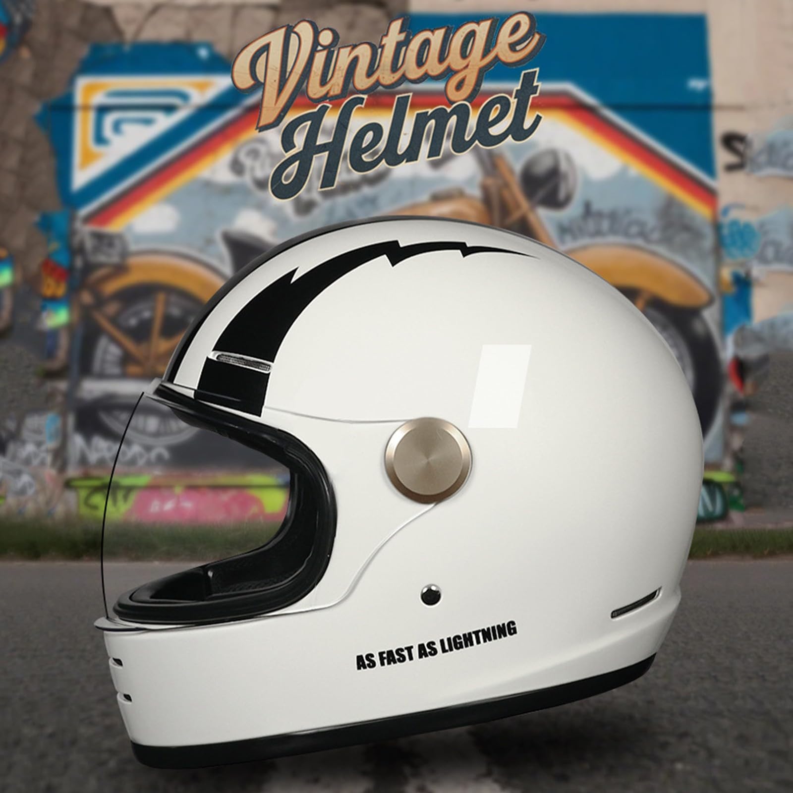 Casco Integral para Motocicleta, Homologado Según La Norma ECE R22-06, Cascos De Motocicleta Vintage con Máscara y Guantes para Hombres y Mujeres Adultos B,M (55-56cm)