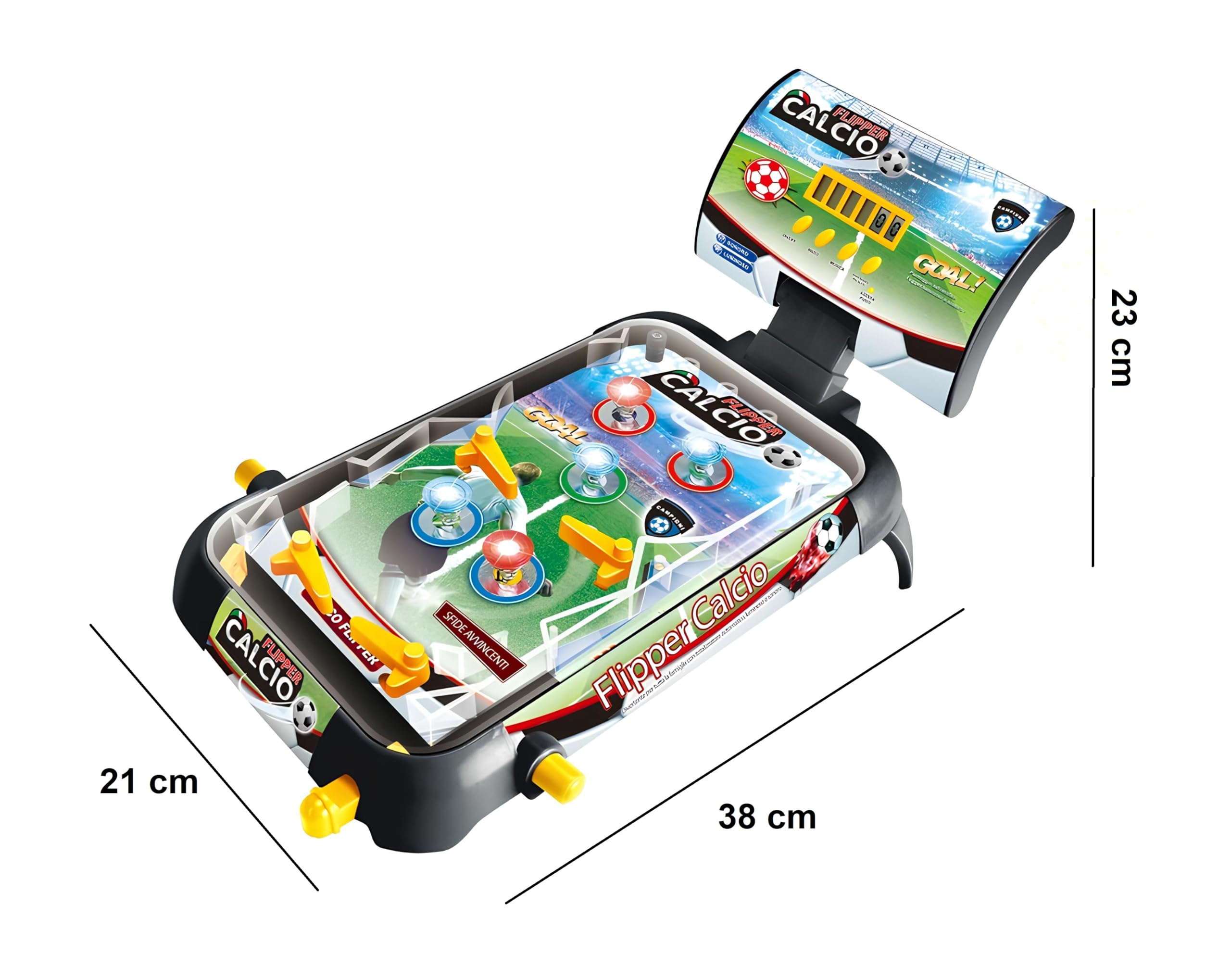 Flipper Elettronico con Effetti Luminosi e Sonori Flipper Elettronico Luci e Suoni Display Digitale Punteggio Automatico Flippers 4 Pale Soccer Footbal Bambini con Musica Pinball Gioco Arcade
