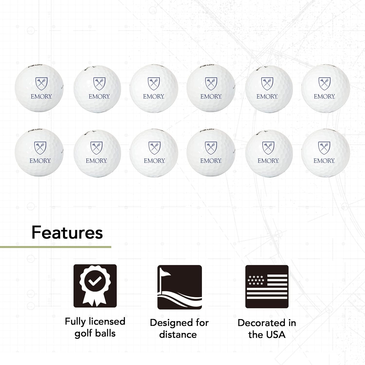 Desert Cactus Emory University Golf Balls 12 Pack – EU Eagles Full Color Dozen – Officially Licensed Sport Team Accessory