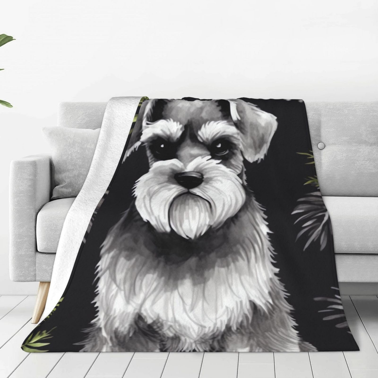 KLOPH Schnauzer Throw Blanket 50"x40" Flannel Fluffy Warm Blanket for Couch, Reversible Plush Blankets for Bed, Comfy Fuzzy Blanket for Sofa, Plush Lightweight-Blankets for All Season
