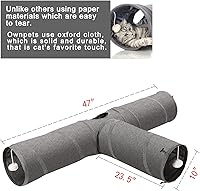 Vista 2 de Ownpets Cat Tunnel, 3 Way Collapsible Kitty Tunnel 47 inch Long Cat Tube with Plush Ball & Feather Toy, Cat Play Tunnel for Indoor Cat, Kitten