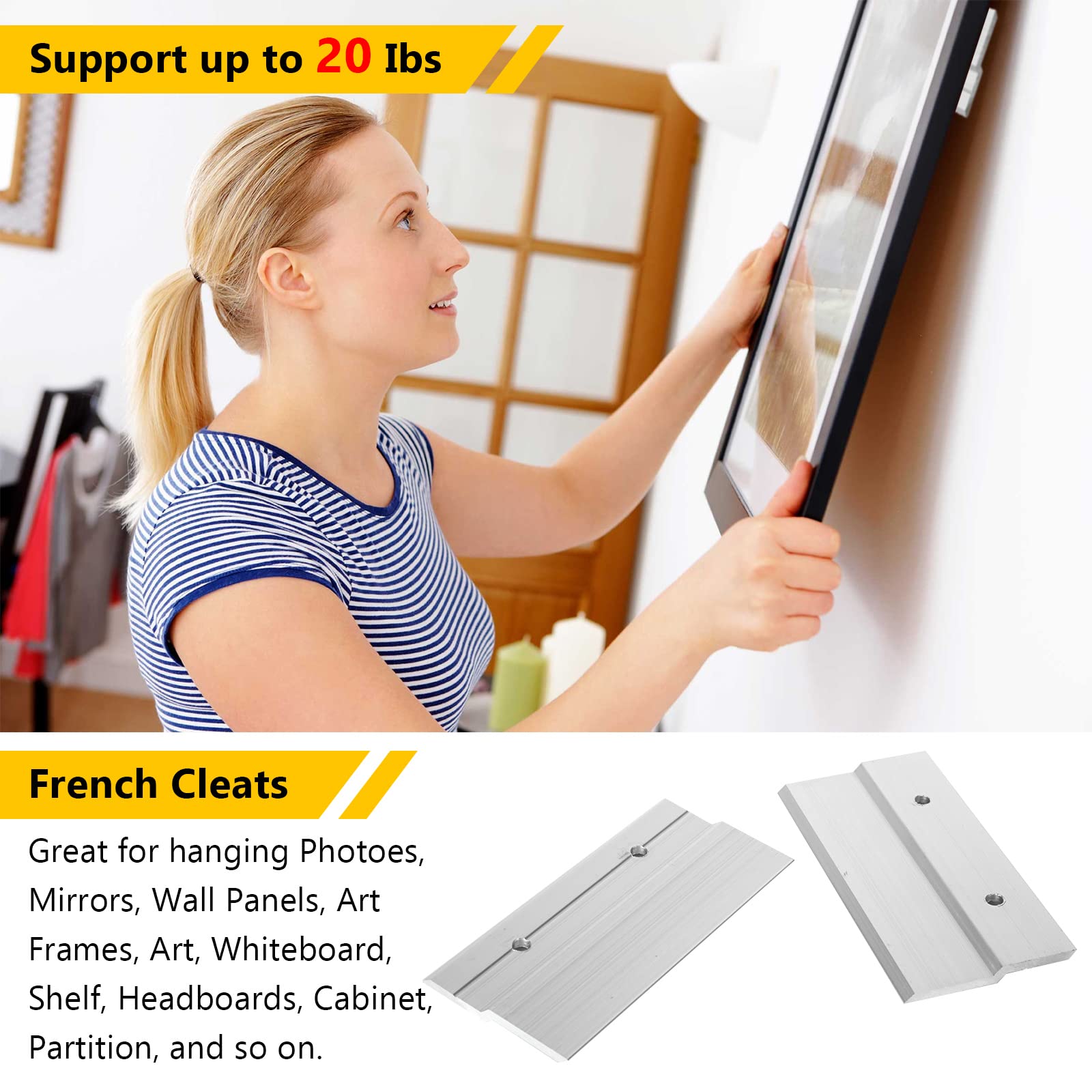FVIEXE 16 Stück 10.2 cm französische Stollenaufhänger, robuster Metall-Bilderaufhänger mit Z-Stange - Image 4