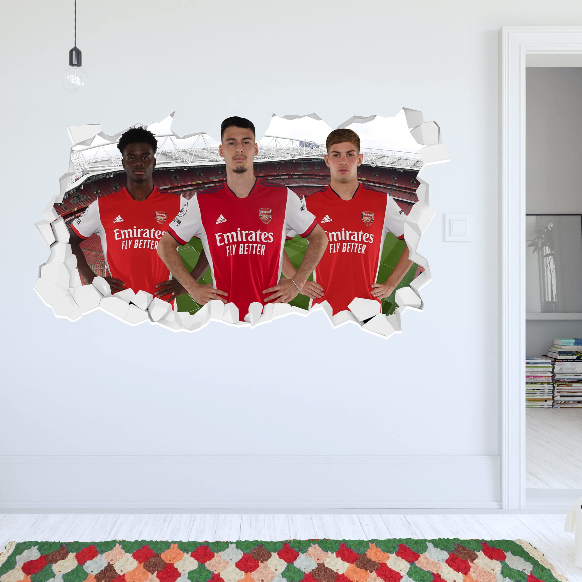 Beautiful Game Multi-Color Arsenal Fc Attacking Trio 21/22 Broken Wall Sticker (90Cm X 45Cm)