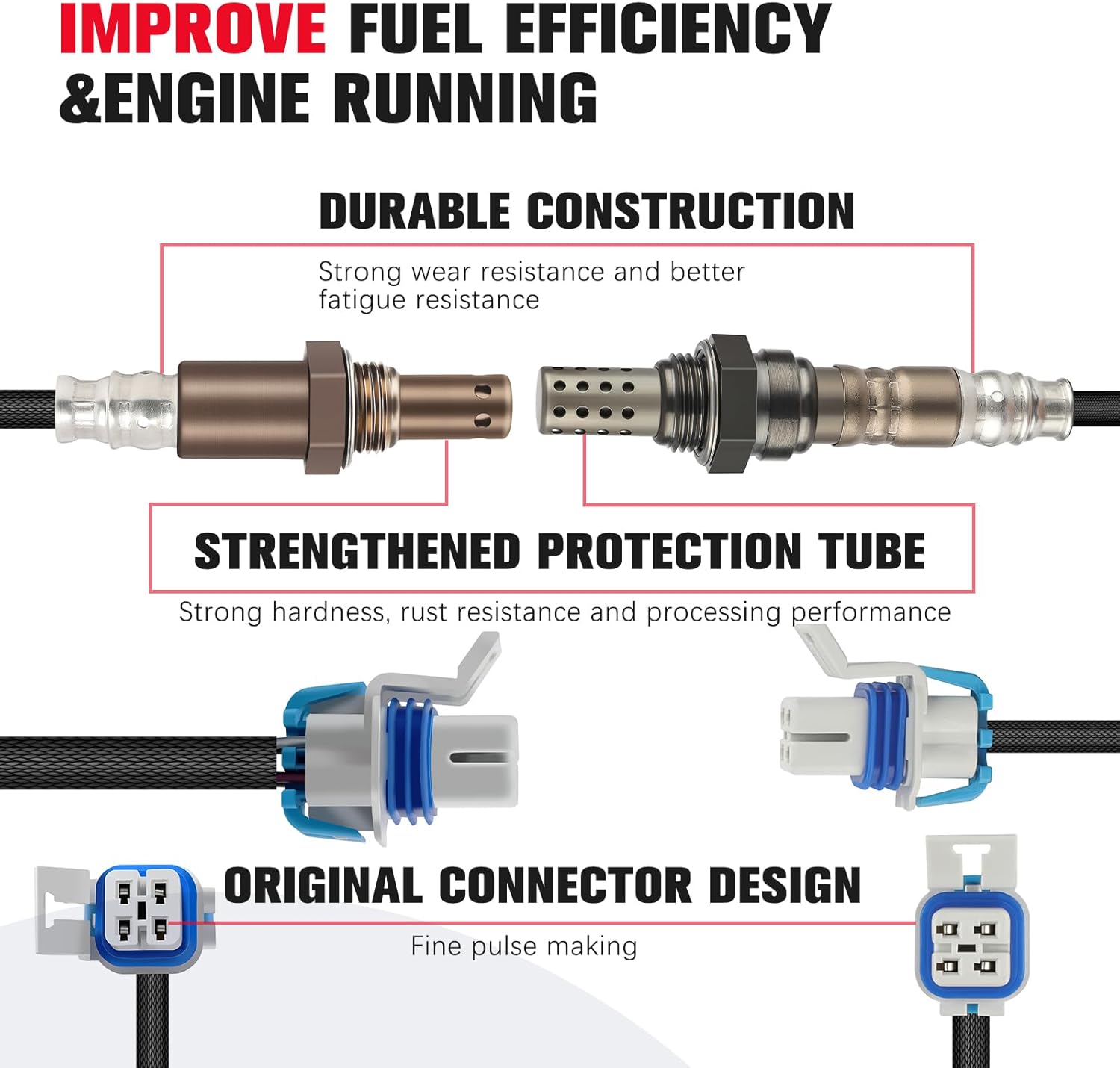 O2 Oxygen Sensor Downstream Compatible with 2002-2004 for Chevy Silverado 2500 2002-2006 for Chevy Silverado 2500 for HD 234-4407, 234-4647, 234-4286
